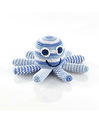 Pebble Octopus Rattle - Pale Blue - Fair Trade Rattles
