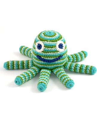 Pebble Octopus Rattle Toy - Green (approx 15 cm) - Fair Trade Rattles