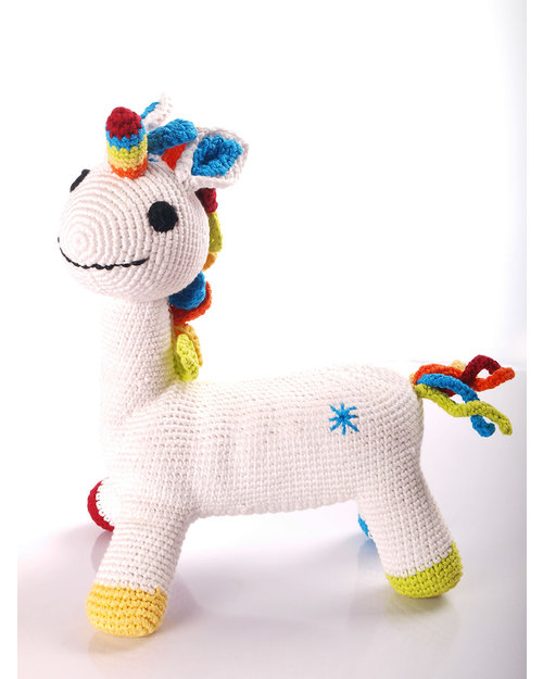 Pebble Once Upon a Time Rainbow Unicorn Toy - Fairtrade - 28 cm Soft Toys