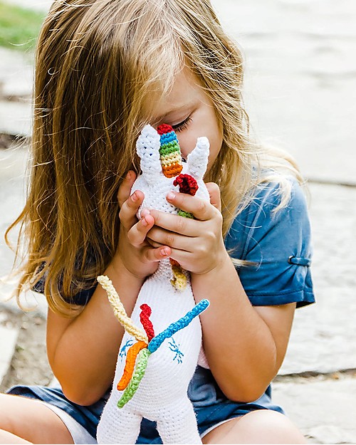 Pebble Once Upon a Time Rainbow Unicorn Toy - Fairtrade - 28 cm Soft Toys
