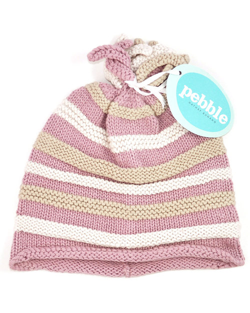 Pebble Organic Pink Striped Hat - Fair Trade Winter Hats