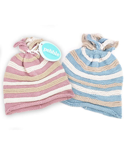 Pebble Organic Pink Striped Hat - Fair Trade Winter Hats