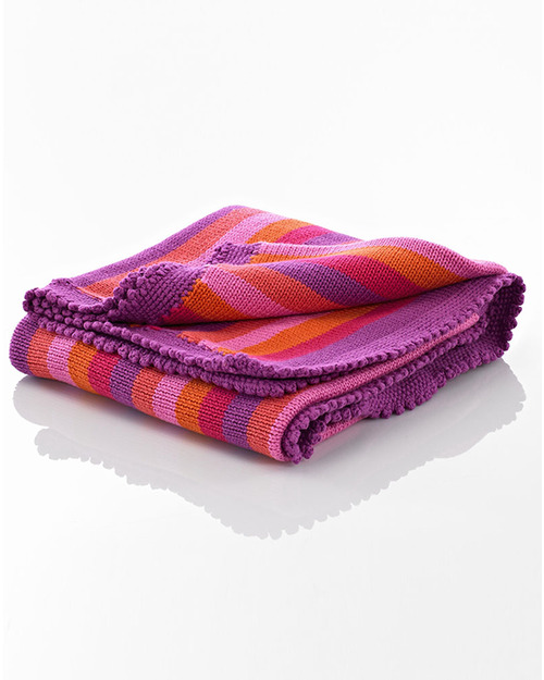 Pebble Pink/Fuschia Striped Blanket - Fair Trade - 85 x 95 cm Muslin Swaddle