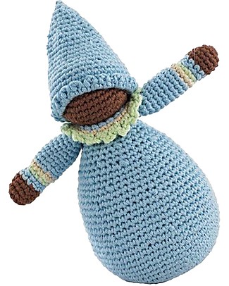 Pebble Pixie Ball Rattle - Blue 12 cm - Pure organic cotton Rattles