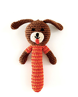 Pebble Stick Rattle Dog - Fair trade cotton Rattles