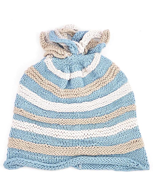 Pebble Striped Blue Hat - Organic & FairTrade Winter Hats