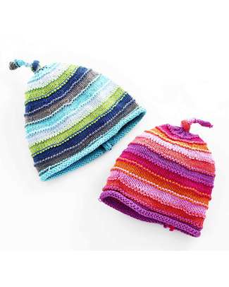 Pebble Striped Pink Hat - 100% Cotton Hats