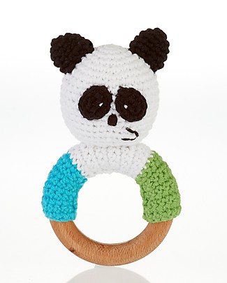 Pebble Wooden Teether Rattle - Panda - Fair Trade Rattles