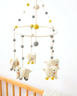 Pehr Elephant Parade Mobile - 100% Wool Felt - Handmade with AZO-Free dyes Mobiles
