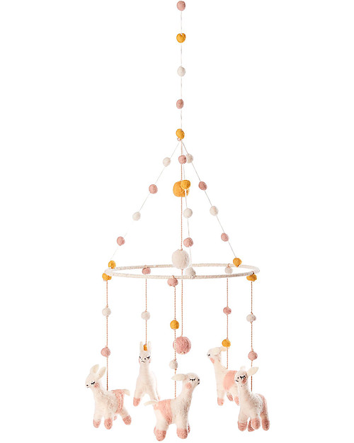 Pehr Llama Mobile - 100% Wool Felt - Handmade with AZO-Free dyes Mobiles