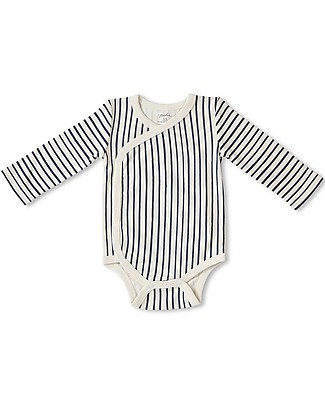 Pehr Long-sleeve Bodysuit - Ink - 100% GOTS Organic Cotton - Kimono Closure Long Sleeves Bodies