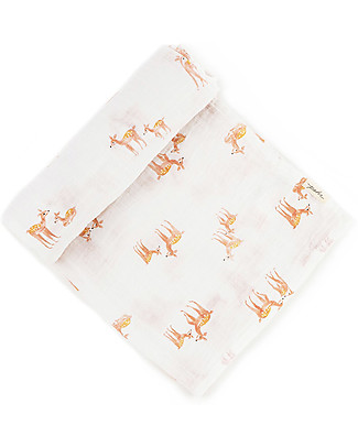Pehr Muslin Swaddle 100% GOTS Organic Cotton - Follow me Deer - 120x120cm Muslin Swaddle
