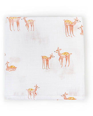 Pehr Muslin Swaddle 100% GOTS Organic Cotton - Follow me Deer - 120x120cm Muslin Swaddle