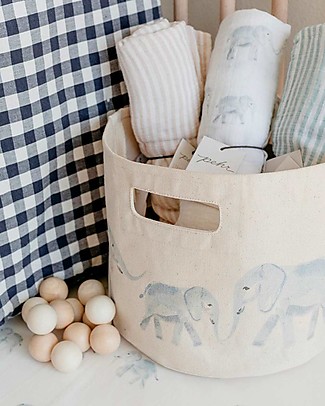 Pehr Muslin Swaddle 100% GOTS Organic Cotton - Follow me Elephants - 120x120cm Muslin Swaddle