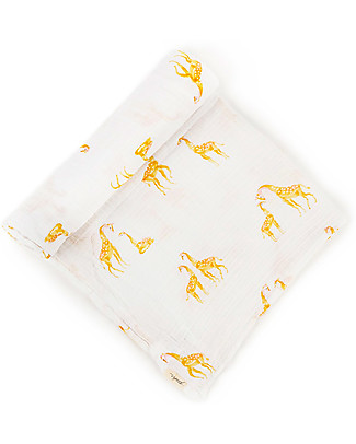 Pehr Muslin Swaddle 100% GOTS Organic Cotton - Follow me Giraffe - 120x120cm Muslin Swaddle