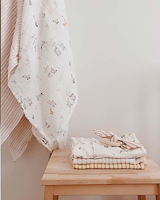 Pehr Muslin Swaddle 100% GOTS Organic Cotton - Just Hatched - 120x120cm Muslin Swaddle