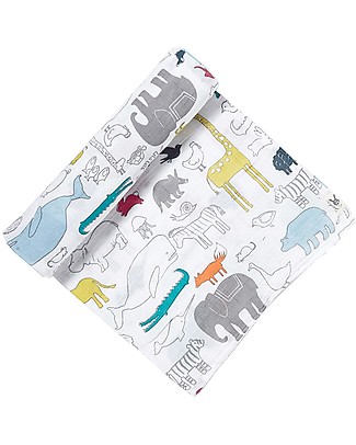 Pehr Muslin Swaddle 100% GOTS Organic Cotton - Noah's Ark - 120x120cm Swaddles