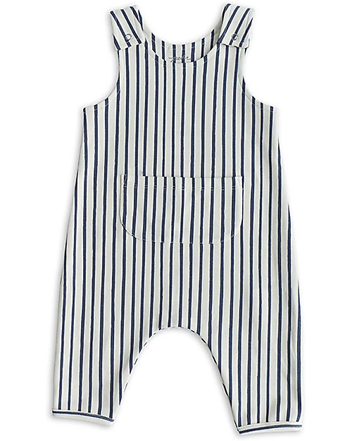 Pehr Overall Romper with Stripes - Ink - 100% GOTS Organic Cotton Dungarees