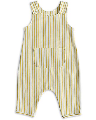Pehr Overall Romper with Stripes - Marigold - 100% GOTS Organic Cotton Babygrows