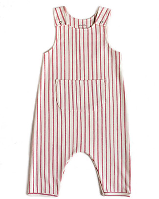 Pehr Overall Romper with Stripes - Pink - 100% GOTS Organic Cotton Dungarees