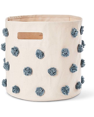 Pehr Pom Pom Basket - Bin - Deep Sea - 33 x 30,5cm - 100% Natural Cotton Storage organisers