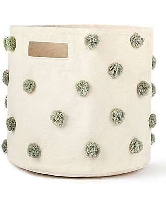 Pehr Pom Pom Basket - Bin - Sage - 33 x 30,5cm - 100% Natural Cotton Storage organisers