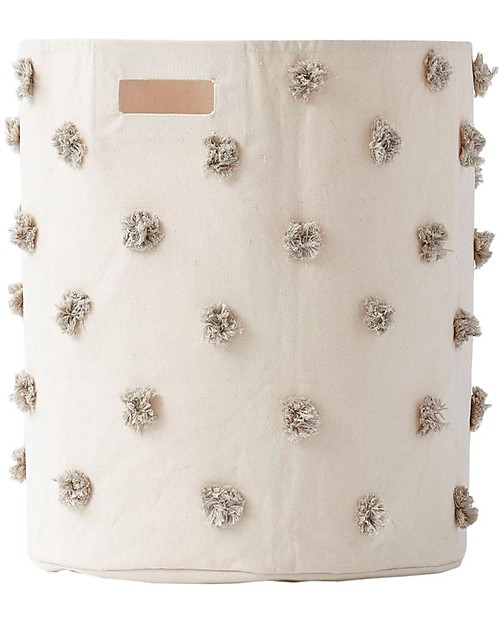 Pehr Pom Pom Basket - Hamper - Grey - 45,75cm x 51cm - 100% Natural Cotton Storage organisers
