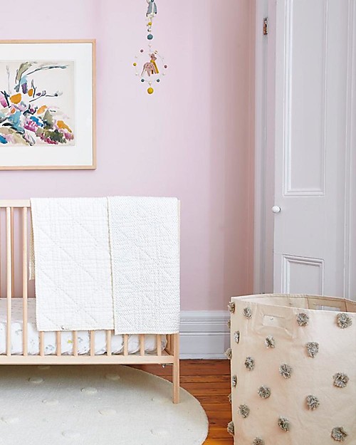 Pehr Pom Pom Basket - Hamper - Grey - 45,75cm x 51cm - 100% Natural Cotton Storage organisers