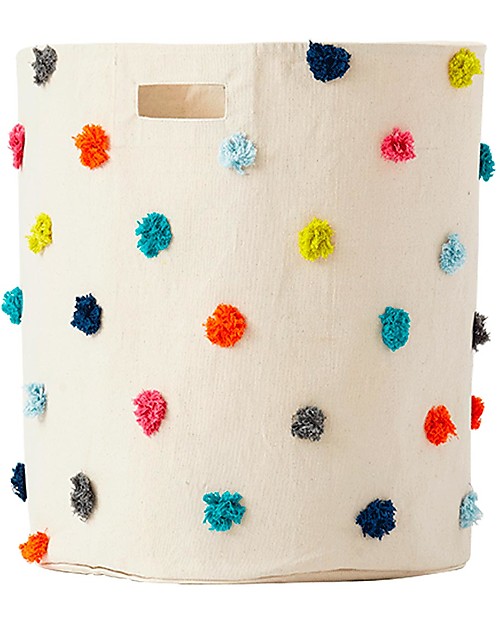 Pehr Pom Pom Basket - Hamper - Multicolor - 45,75cm x 51cm - 100% Natural Cotton Storage organisers