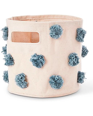 Pehr Pom Pom Basket - Mini - Deep Sea - 20,3cm x 17,8cm - 100% Natural Cotton Storage organisers