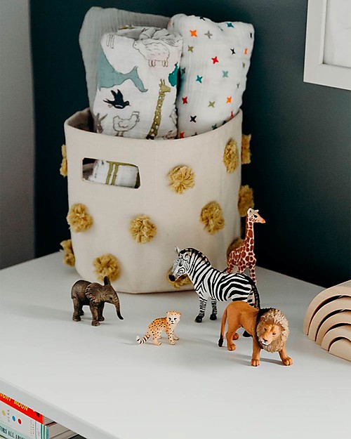 Pehr Pom Pom Basket - Mini - Marigold - 20,3cm x 17,8cm - 100% Natural Cotton Storage organisers