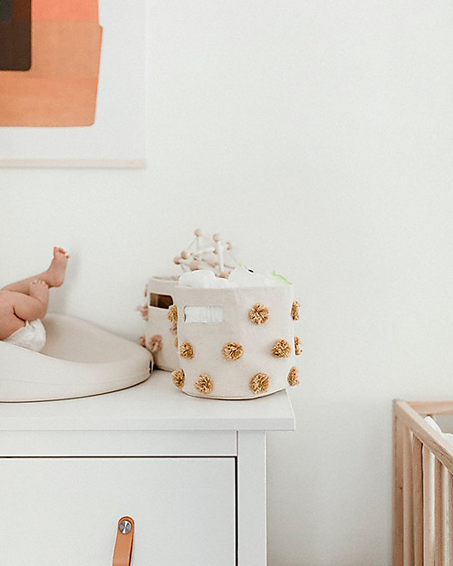 Pehr Pom Pom Basket - Mini - Marigold - 20,3cm x 17,8cm - 100% Natural Cotton Storage organisers