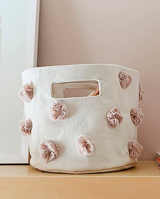 Pehr Pom Pom Basket - Mini - Rose Pink - 20,3cm x 17,8cm - 100% Natural Cotton Storage organisers