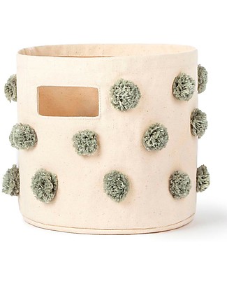 Pehr Pom Pom Basket - Mini - Sage - 20,3cm x 17,8cm - 100% Natural Cotton Storage organisers