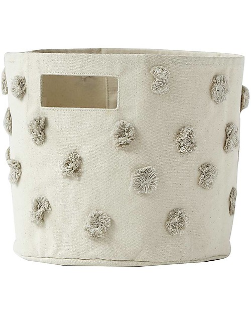 Pehr Pom Pom Basket - Pint - Grey - 25,5cm x 22,9cm - 100% Natural Cotton Storage organisers