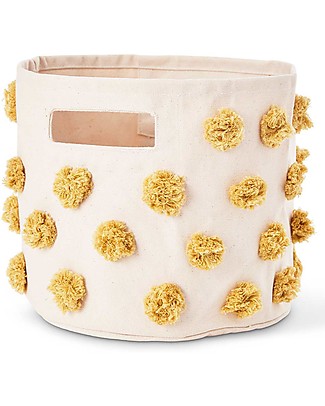 Pehr Pom Pom Basket - Pint - Marigold - 25,5cm x 22,9cm - 100% Natural Cotton Storage organisers