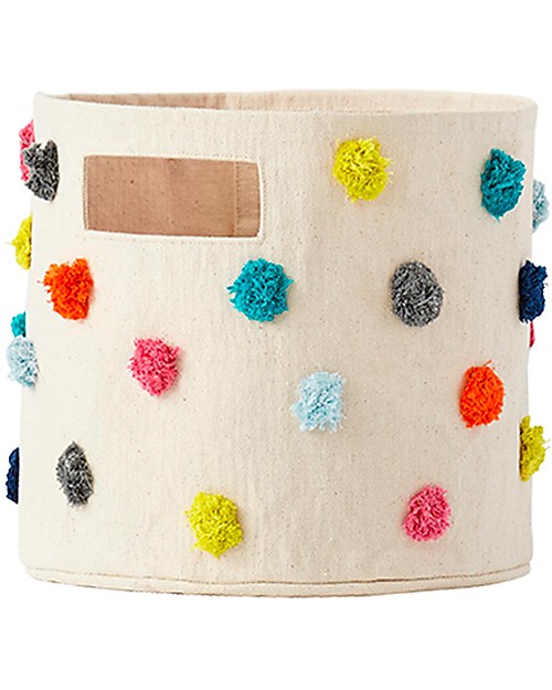 Pehr Pom Pom Basket - Pint - Multicolor - 25,5cm x 22,9cm - 100% Natural Cotton Storage organisers