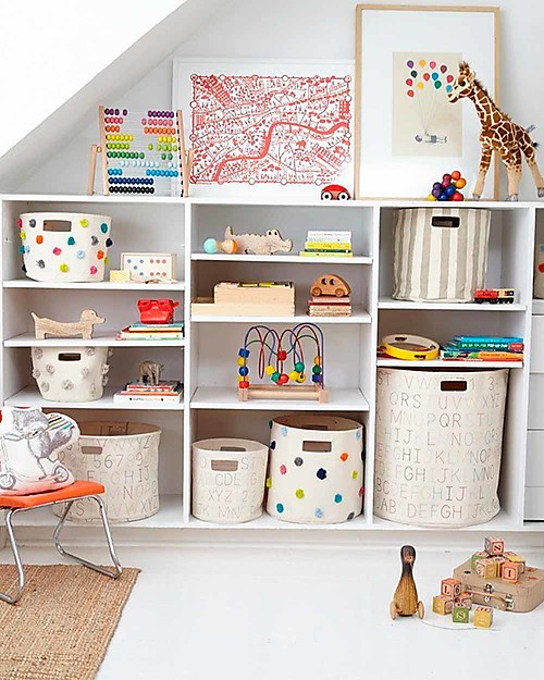 Pehr Pom Pom Basket - Pint - Multicolor - 25,5cm x 22,9cm - 100% Natural Cotton Storage organisers