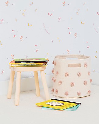 Pehr Pom Pom Basket - Pint - Rose Pink - 25,5cm x 22,9cm - 100% Natural Cotton Storage organisers