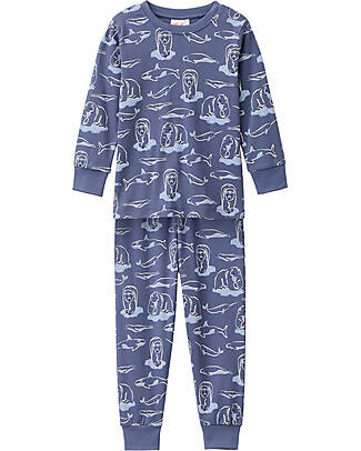 People Wear Organic Bears' Long Pajamas - Blue - Cotton GOTS Pyjamas