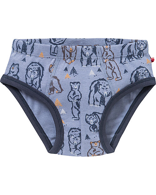 People Wear Organic Boys 2-Pack Briefs - Blue Mix Grizzly - Organic Cotton GOTS Briefs