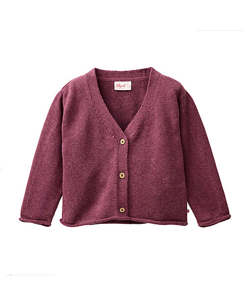 People Wear Organic Cardigan with Buttons - Burgundy - Cotton GOTS Cardigans