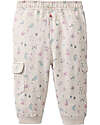 People Wear Organic Cargo Sweatpants - Beige with Flowers - 100% Organic Cotton - GOTS Certified Trousers