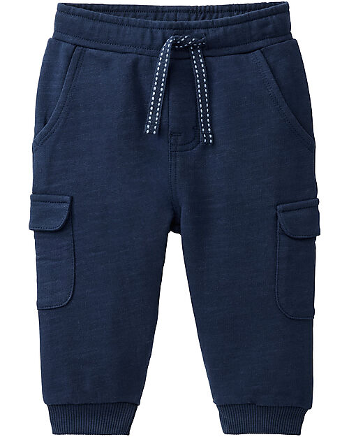People Wear Organic Cargo Sweatpants - Blue - Cotton GOTS Trousers
