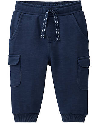 People Wear Organic Cargo Sweatpants - Blue - Cotton GOTS Trousers