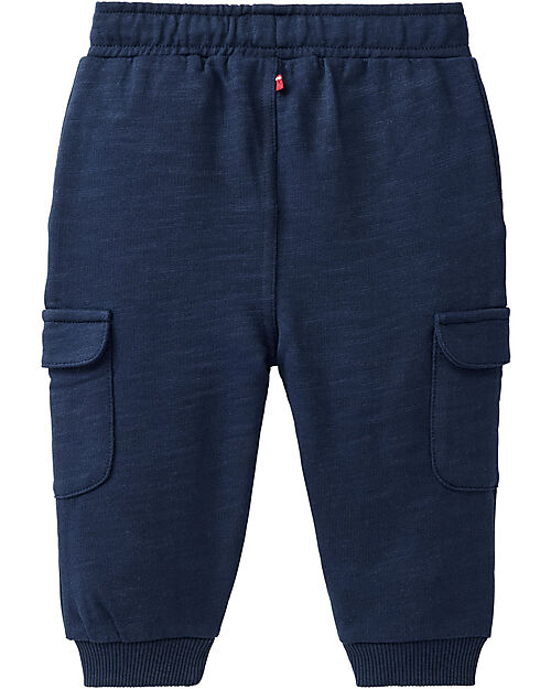 People Wear Organic Cargo Sweatpants - Blue - Cotton GOTS Trousers