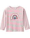 People Wear Organic Happy Vibes Long Sleeve Shirt - Pink and White Stripes - GOTS Cotton Long Sleeves Tops