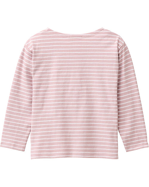 People Wear Organic Happy Vibes Long Sleeve Shirt - Pink and White Stripes - GOTS Cotton Shirts And Blouses