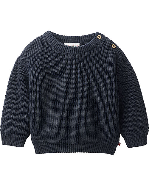 People Wear Organic Knitted Sweater - Dark Blue - 100% Cotton Jumpers