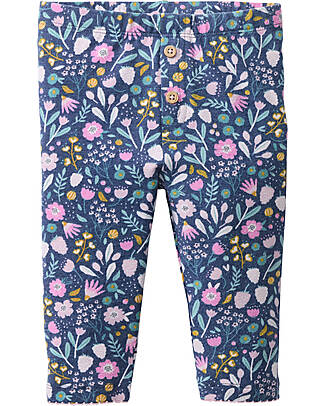People Wear Organic Leggings Autumn Flowers - Blue - 100% Organic Cotton - GOTS Certified Leggings